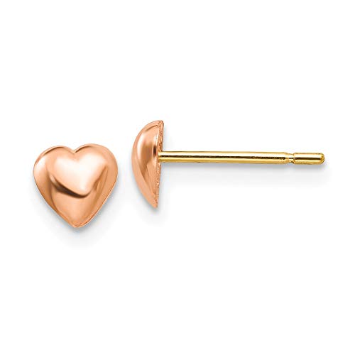 10k Rose Gold Heart Post Stud Earrings Love Fine Jewelry For Women Gifts For Her