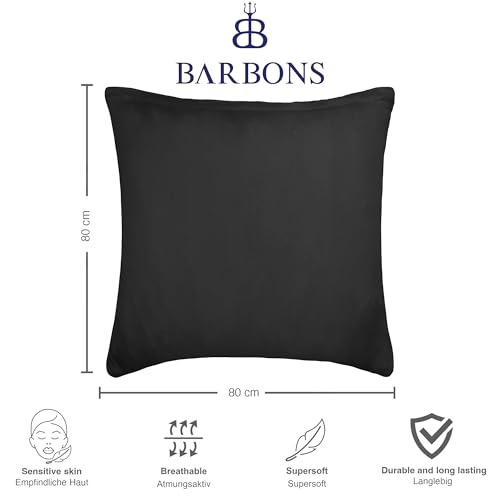 Barbons Kissenbezug 80x80 Schwarz 2er Set – 165 g/m² Oeko-TEX Zertifiziert Kopfkissenbezug 100% Jersey Baumwolle weiche Kissenbezüge… – Ansicht 5