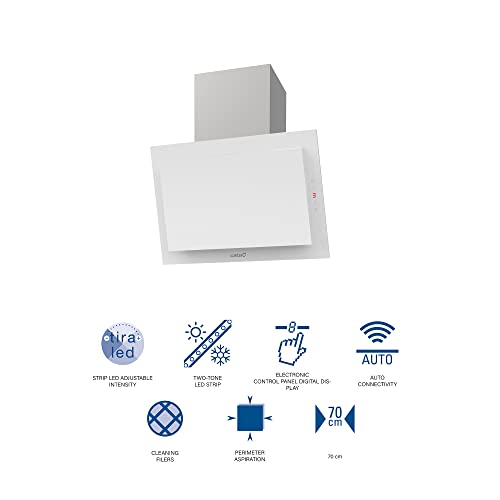 Cata-Campana-Decorativa-de-Pared-Modelo-THALASSA-700XGWHF-Ancho-de-70-cm-6-Niveles-de-Potencia-Clase-de-eficiencia-Energetica-A-Acabado-en-Cristal-Blanco