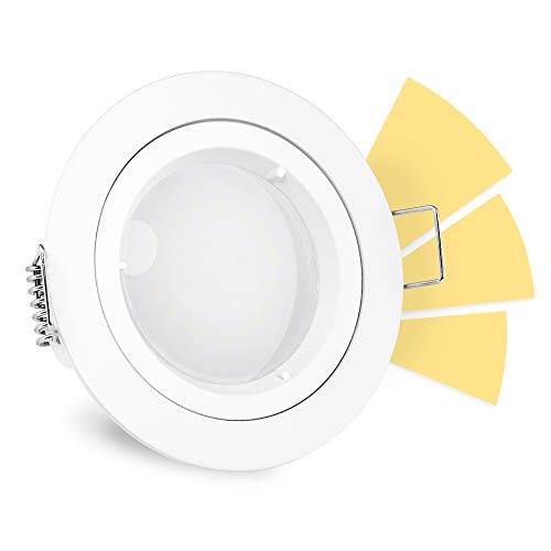 linovum® fourSTEP Einbauspot LED dimmbar ohne Dimmer - LED GU10 5W warmweiß 230V - rundes Downlight für Innen in matt weiß