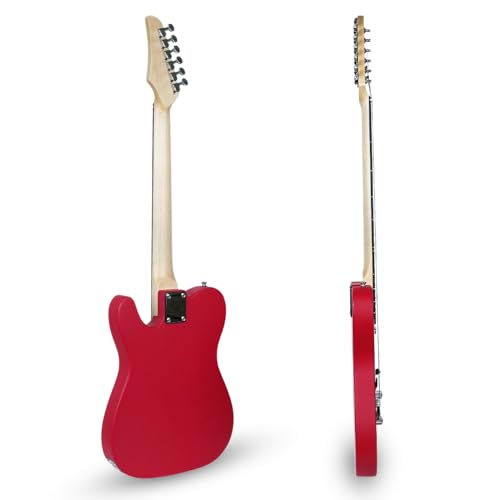 Image of Kadence TLRD Tennessee 39 inch Electric Guitar (Classic T Style) | Solid Poplar Wood Body, Maple Neck | Dual Single-Coil Pickups | Fixed Bridge | Gig Bag + Cable | Matte Red