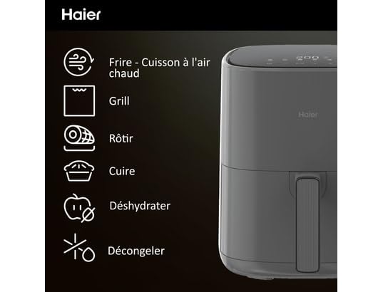 Haier 6-i-1 oljefri fritös med pekskärm, 5 l, svart