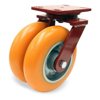 Hamilton Heavy Service Dual-Wheel Swivel Caster Part# S-HS2-82EMB 8" x 2" Ergo-Tech Polyurethane (87A) on Cast Iron Wheels with 1/2" Sealed Precision Ball Bearings - 2,100 lbs Capacity - USA Made