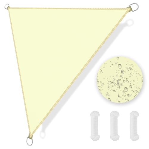 OFFCUP Toldo Vela de Sombra, Vela de SombraTriangular 3 * 3 * 3M, Vela de jardín Protección Rayos UV Impermeable Protección con 3 cuerdas largas de 3 m larga para Exterior Terraza Patio Jardín(Blanco)