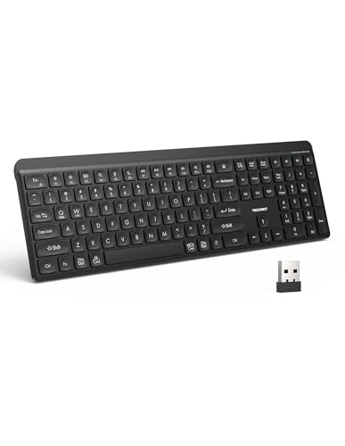 TECKNET Bluetooth Keyboard Rechargeable, 2.4G Wireless...