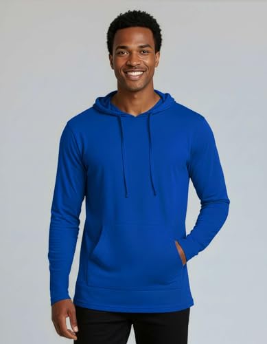 Real Essentials 3 Pack: Men's Cotton Lightweight Casual Pullover Drawstring Hoodie With Pocket (Available In Big & Tall)