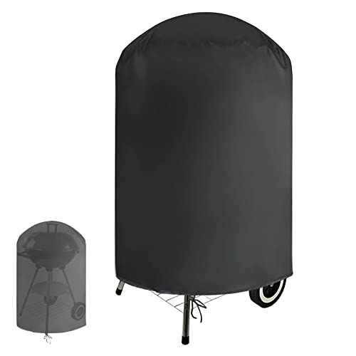Fenghome Housse de barbecue ronde étanche pour barbecue bouilloire - Durable et résistante - Avec cordon de serrage - 61 x 72 cm - Noir Cover