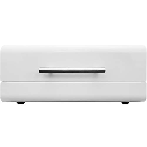 White Sleek Modern Bread Box For Kitchen Counter - Steel Bread Storage Bin