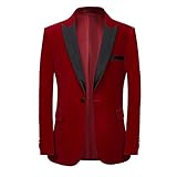 Generisch Sakkos FüR Herren - Herren Sakko Einreiher Slim Fit Samt Anzugjacke Elegante Hochzeitsmode