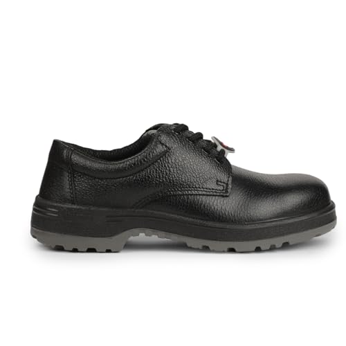 Image of Liberty Warrior 7198-319 STA Safety Shoes for Men, Genuine Leather, Double Density PU Sole, Light Weight, Steel Toe, Black, Sizes-6UK-10UK