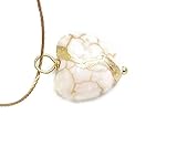 Kintsugi Petite 5/8' White Howlite Broken Heart Mended with 23k Gold, Cord Necklace