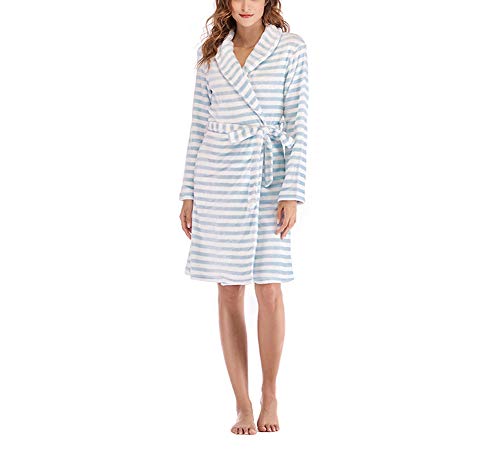 SAPJON Womens Flannel Robe Shawl Collar Lightweight 100% Cotton Kimono Lounge Bathrobe