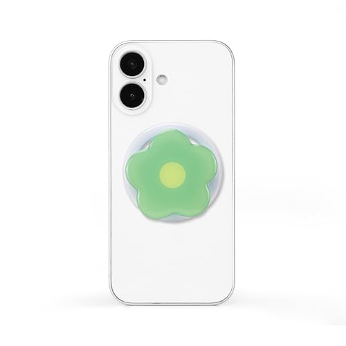 Magnetic Phone Grip Collapsible Cute Floral Series Hold Phone Grip Stand Include Adapter Ring for Smartphone Tablet Cell Phone Accessory Compatible with Magsafe Phone (Green)