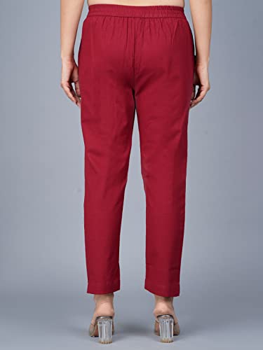 Image of Regular Fit Fully Elastic Waist Ankle Length Premium Cotton Casual Trouser Pant (Combo Pack of 2)