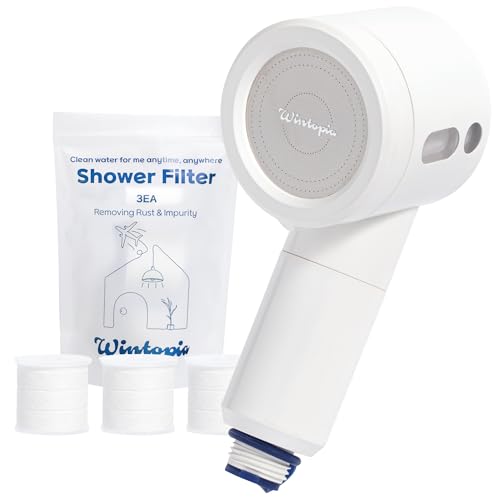 Wintopia Travel Essential for Compact and easy to carry, High-Pressure Handheld Shower head with Effective replacement filter for removing rust and harmful substances, Good for dry skin and hair