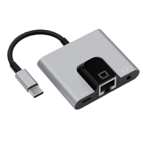 Adaptador Ethernet para laptop con bloque de carga rapida y audio de 3.5 mm