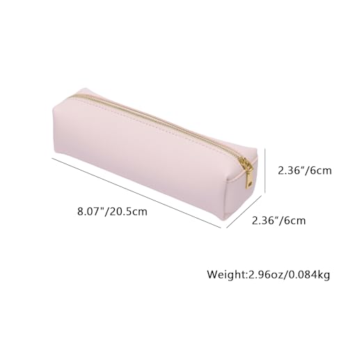 Image of Pencil Case Small Zipper Pen Pouch for School Office Art Supplies Stationery Organizer Bag for Pens Markers（Pink /Faux Leather）