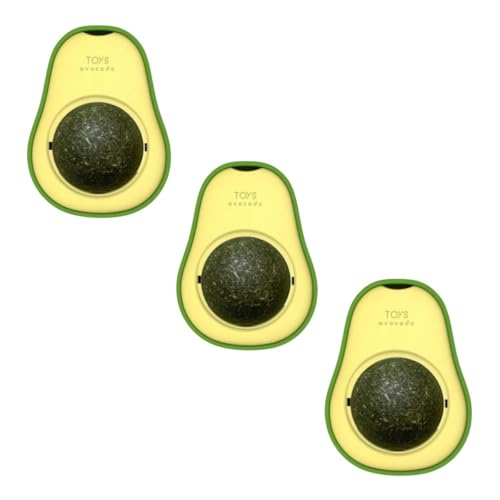 KIT 3 Abacates Catnip Brinquedo Pet Interativo de Gato com Catnip Lambe Lambe Divertido com Fita Col