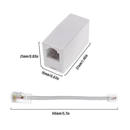 eMagTech 2PCS RJ11 to RJ45 Converter Adapter Telephone Splitter Telephone J11(6P4C) Female to RJ45(8P8C) Male Cable Cord Plug and Play 145mm White - Image 4