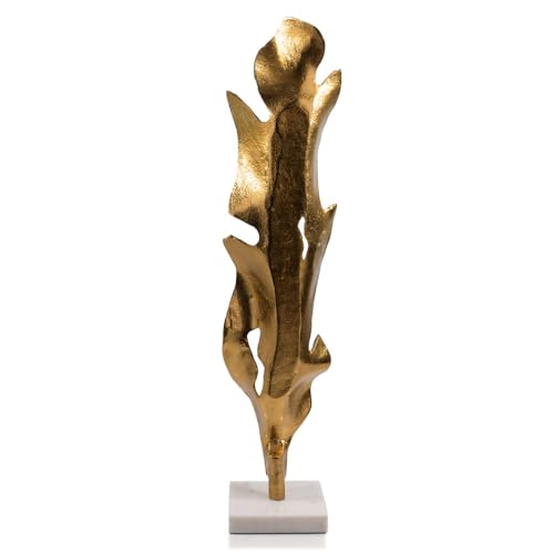 Escultura Hoja Dorada Moderna 25.75 pulgadas miniatura 3