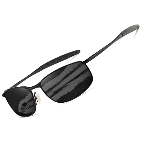 kimorn Polarized Sunglasses For Men Retor Rectangle Frame Classic Sun Glasses K0535 (Black) Cover