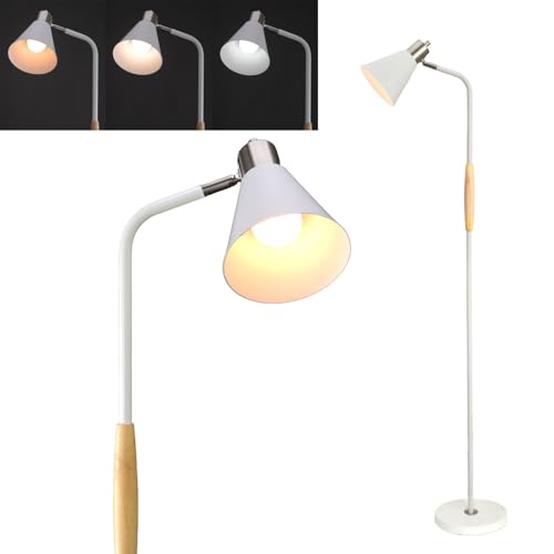 MAINDECO Adjustable Reading Floor Lamp,360&deg;Rotatable Shade,3CCT LED Bulb Include,White