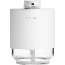 Dispensadores De Jabon Metalicos Brabantia - Mindset Dispensador de Jabón - Mecanismo de Bomba Antigoteo - Fabricado con Metal & Vidrio - Resistentes a la Corrosión - Elegante Accesorio de Baño - Fresh Blanco - 200 ml