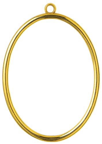 Vervaco Stickrahmen Plastik Klein Stickerei Rahmen GOLDENES OVAL Kreuzstich Zubehör Rahmen ca. 6 x 8 cm Kunststoff Wanddekoration DIY Stickbilder zum Aufhängen Handwerksmaterial