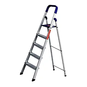 Homace Heavy Duty Aluminum Top Ladder for Home | Folding Ladder Siddi Stairs House Cleaning Products for Office Godown & Industrial Use (5 Step)