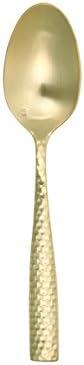 Fortessa Lucca - Cubiertos facetados de acero inoxidable 1810, cuchara de postresopa, 7.1 pulgadas, juego de 12, dorado cepillado