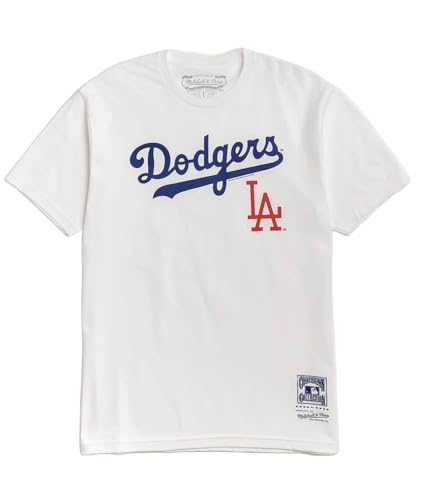 Mitchell & Ness Mens T-Shirt Los Angeles Baseball Tee White Large