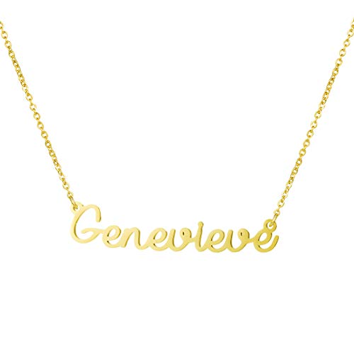 Name Necklace Big Initial Gold Plated Best Friend Jewelry Girls Women Gift for Her Genevieve