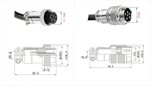 Conector de cable GX16 4 pines macho a hembra 3 m miniatura 6
