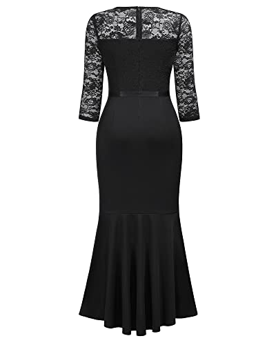 MISSMAY Women's Classy Floral Lace Ruffle Formal Bridesmaid Long Dress4