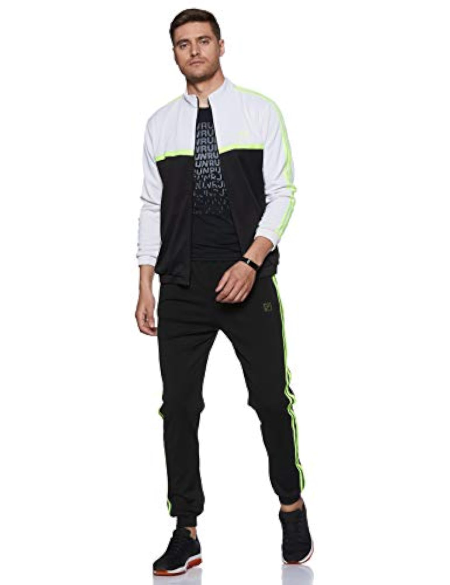MTSU006 Track Upper Black/White/F.Yellow, Stylish Activewear