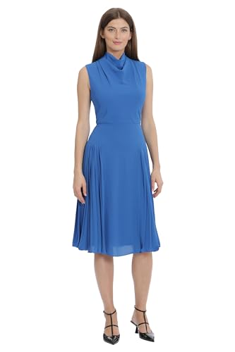 Maggy London Womens Sleeveless Cowl Neck Dress with Fluted Skirt Office Workwear