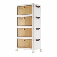 BARGAIN FACTORY 4-Tier Stackable Storage Box Set with Lids, 23L Capacity per Tier, Wheeled Storage Bins with Brakes