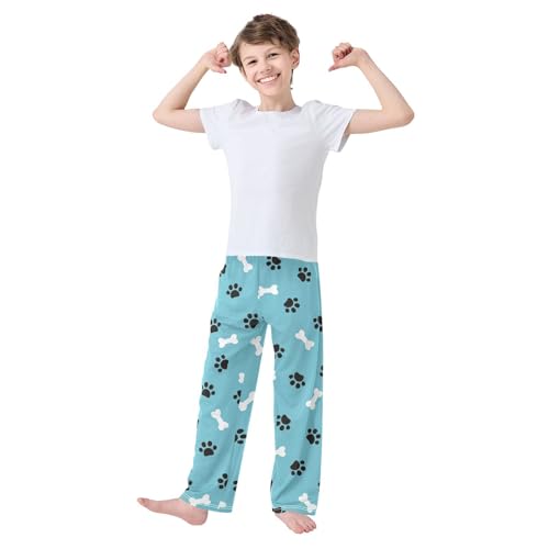 Boys' Pants Black Paw White Bone Blue Long Bottoms Jogger Pants Elastic Waist Trousers with Pockets S-XL2
