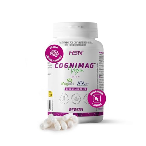 HSN Cogni Mag Magnesio L-Treonato 1000mg Magtein® | 60 Cápsulas Vegetales | con Magnesio Taurato ATA Mg® y Ácido Pantoténico que contribuye al rendimiento intelectual normal | Vegano, Sin Gluten