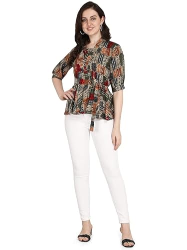 Image of OM SAI LATEST CREATION Women Solid Western Top with Half Sleeves for Office Wear, Casual Wear, Top for Women.