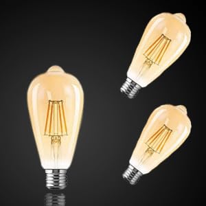 Image of kinis Vintage Style Incandescent Light Bulbs /Bulb for Wall Light /Bulb for Hanging Light /Bulb for Pendant Light /Bulb for Chandelier /Bulb for Decorative Lights (KIN-ST64 Bulb, Pack of 3)