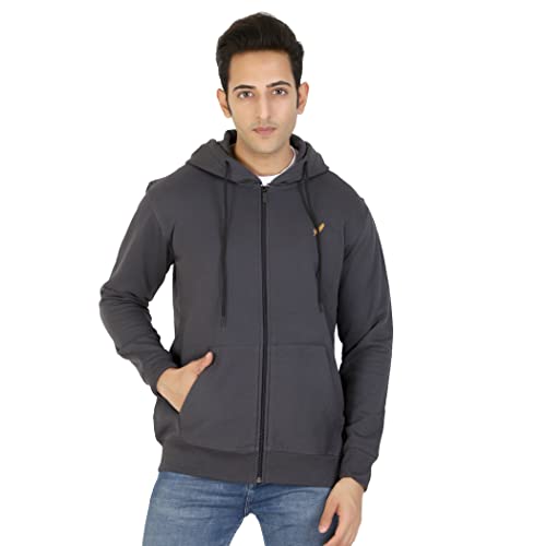Image of D-GREEN Sweatshirt for Men Stylish Hoodie with Zipper and Full Sleeves Winter Wear