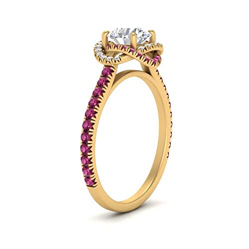 Image of 55Carat Choose Your Gemstone Flower Diamond CZ Ring Yellow Gold Plated Round Shape Halo Engagement Rings Everyday Jewelry Wedding Jewelry Handmade Gifts for Wife US Size 4 to 12