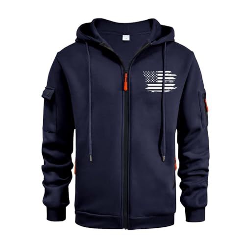 Zip Up Hoodies For Men Lightweight Sweatshirt Long Sleeve Sports Hooded Jacket With Zipper Pockets, M-3XL