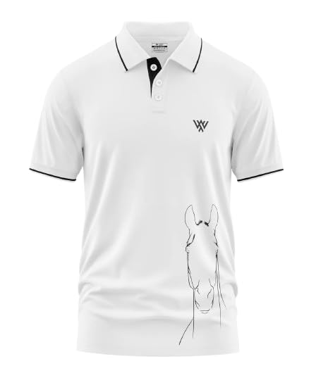 warriorworld Men's Polo T-Shirt | Pure Cotton 270 GSM | Stylized Print & Horse Head Graphic | Modern Minimalist Design | Ideal for Streear, Travel, Office & Everyday Fashion.-picture-14