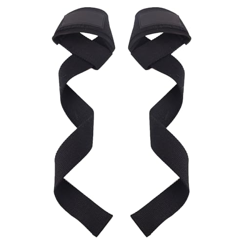 Ram® - Correas ajustables para levantamiento de pesas, antideslizantes, acolchadas, de algodón, con empuñaduras de gel, pesas de pesas, correas de peso muerto para gimnasio y culturismo