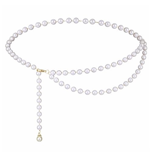 Pearl Belts for Women Gold Adjustable Pearl Waist Chain Fashion Pearlescent Body Chain Belt Trendy Plus Size Chains Belts for Women Dresses Jeans Summer Beach Body Jewelry