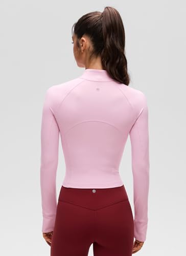 Image of CRZ YOGA Butterluxe Half Zip Long Sleeve Shirts for Women - Workout Athletic Yoga Tops Crop Collared Quarter Zipper T-Shirt