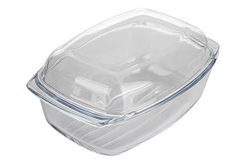 TermisilGlass Casserole Rectangular, 5.8L,Borosilicate (Heat-Resistant) Glass, Suitable For Gas Cooker, Electrical And Oven.