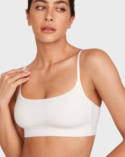 Image of INLYRIC Women's Cotton Bralette - Wireless Unlined Sleep Comfortable Seamless Cami Bra